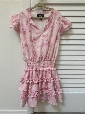 Flowers by Zoe Light Pink Floral Ruffle Tier Dress
